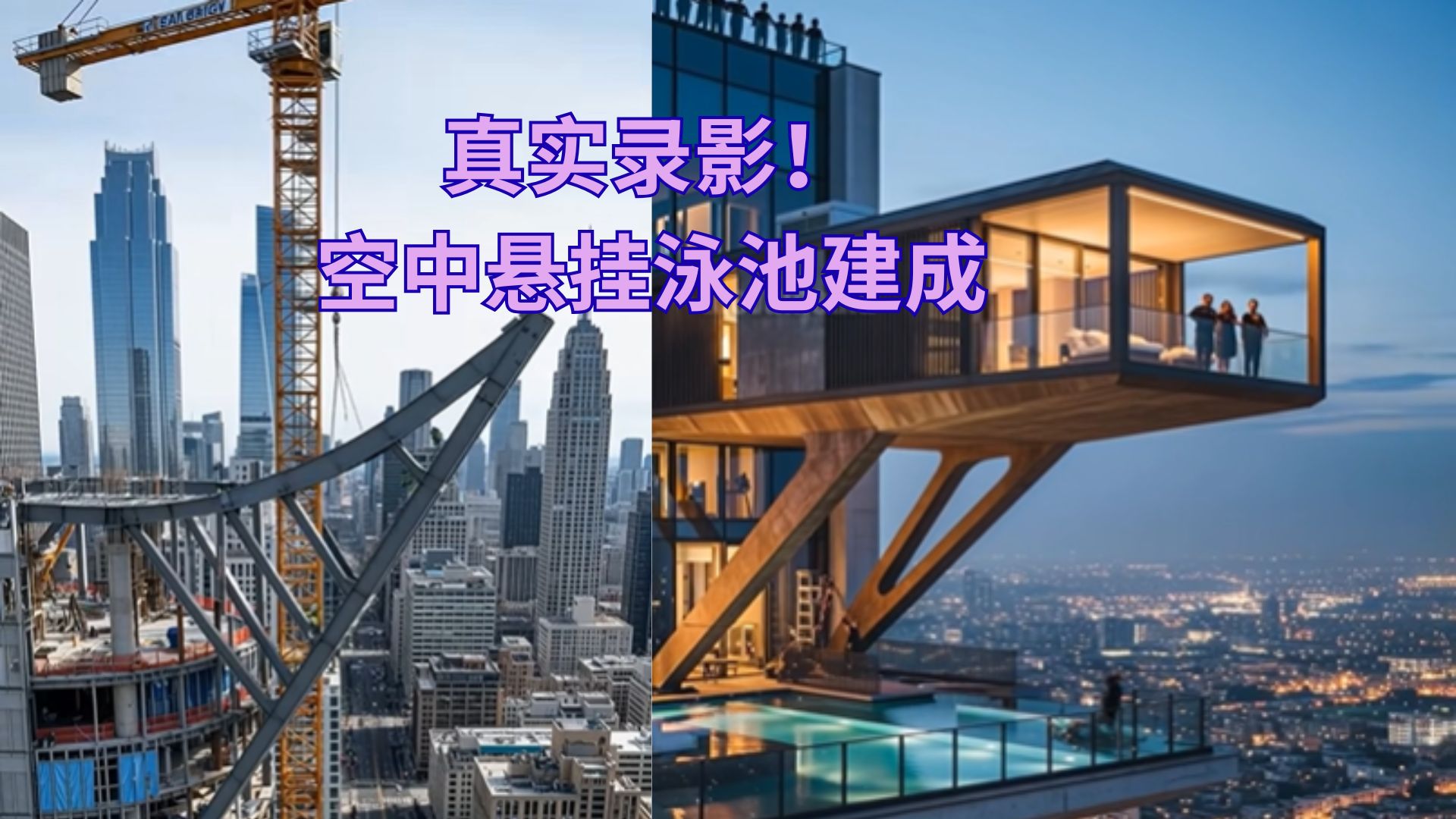 从零到成型！百米高空泳池施工过程震撼记录，施工细节超震撼！