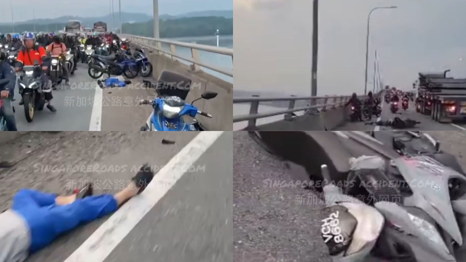 越堤途中意外！数名摩托族越堤途中倒地，血迹遍地令人心惊！