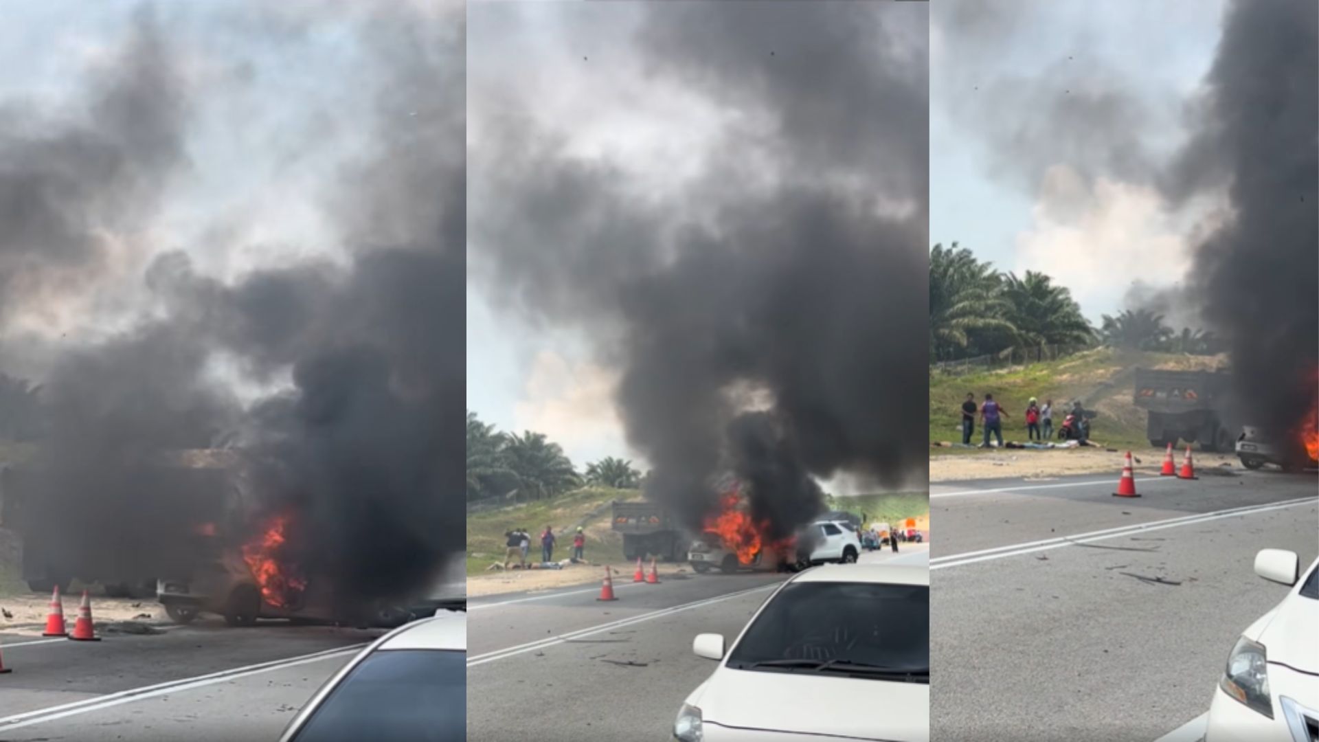 【真实记录】火海中伸出援手！众人合力救出司机与乘客，车却烧成废铁！